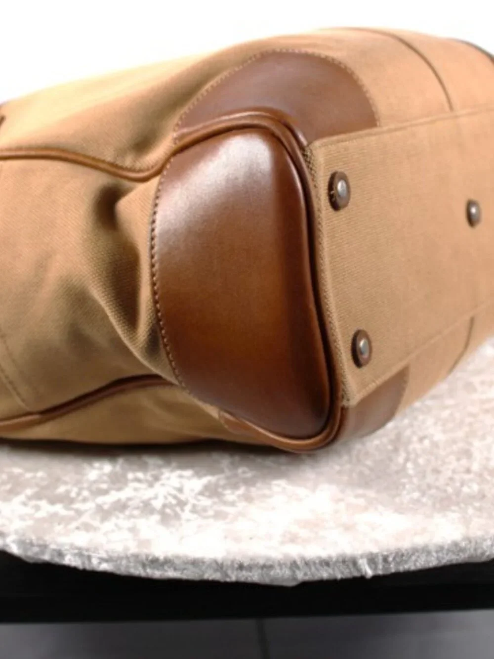 Vintage Coach 5775 Large Canvas Leather Tote Tan Brown Buckle Shoulder Bag